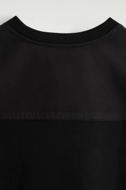 POPLIN-PANELED JERSEY T-SHIRT