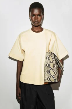 POPLIN-PANELED JERSEY T-SHIRT