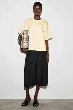 POPLIN-PANELED JERSEY T-SHIRT