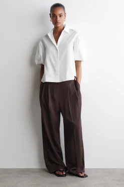 PUFF-SLEEVE COTTON SHIRT