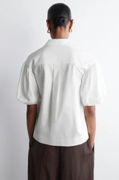 PUFF-SLEEVE COTTON SHIRT