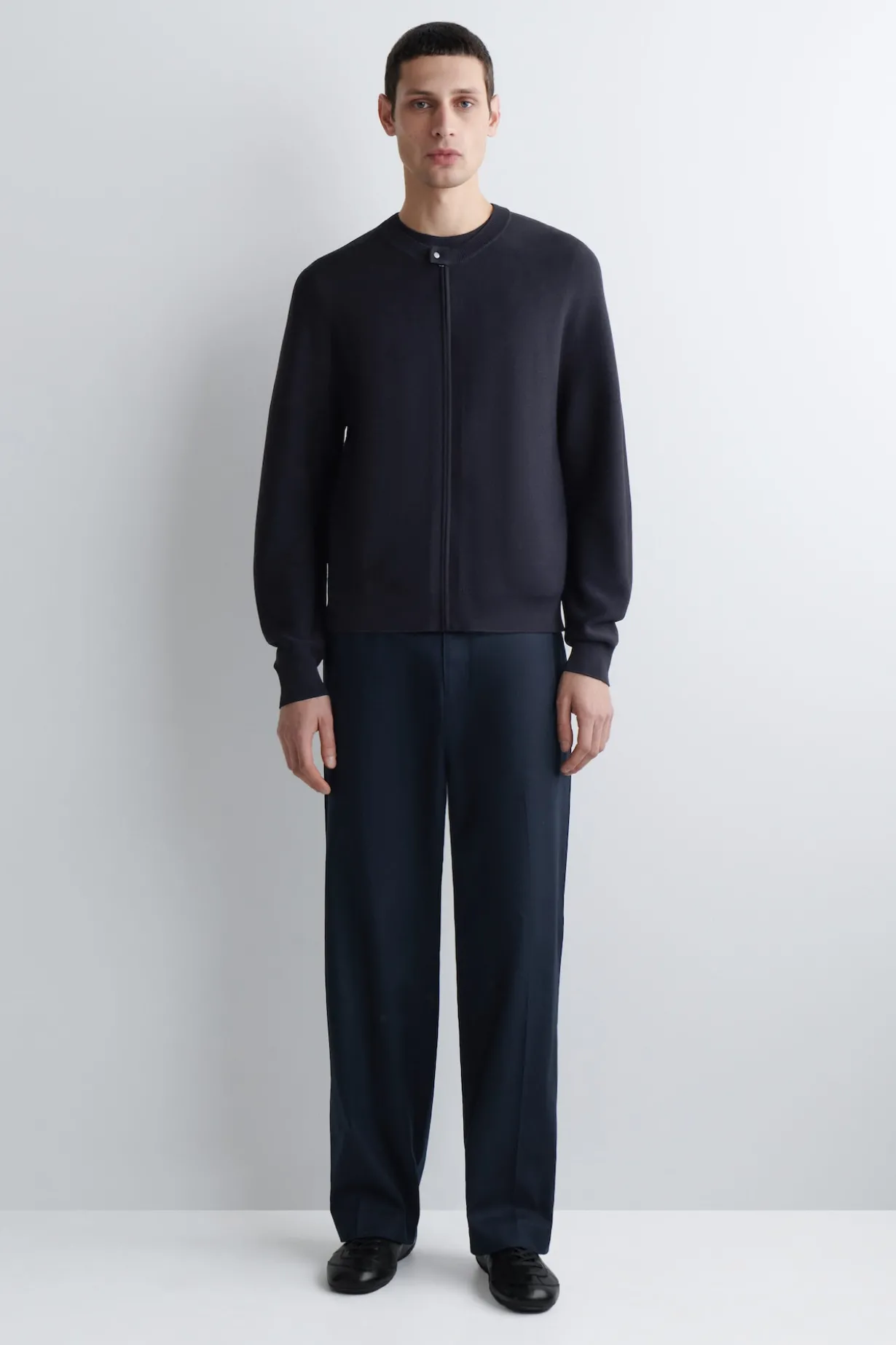 RACER-NECK KNITTED JACKET