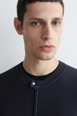 RACER-NECK KNITTED JACKET