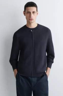 RACER-NECK KNITTED JACKET