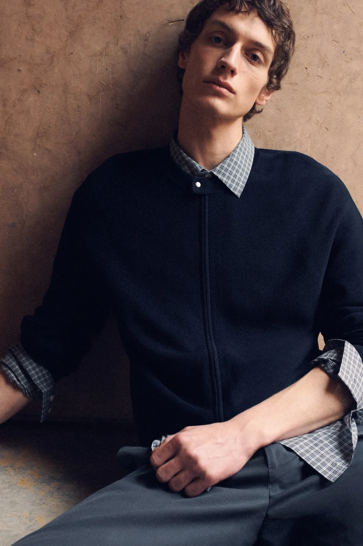 RACER-NECK KNITTED JACKET
