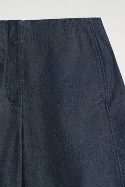 RAW DENIM CROPPED BARREL-LEG PANTS