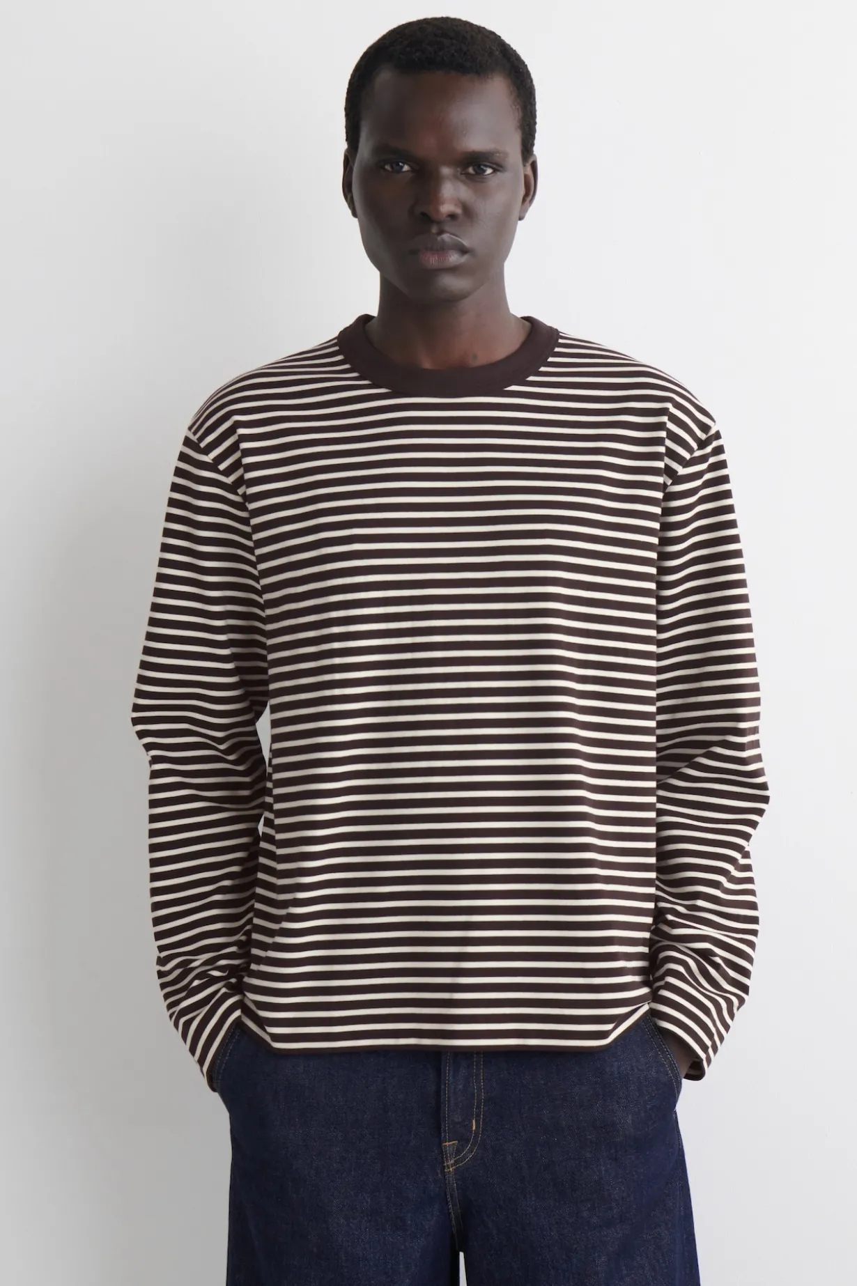 RELAXED JERSEY INTERLOCK LONG-SLEEVED T-SHIRT
