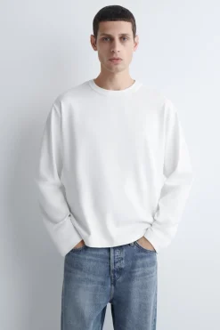 RELAXED JERSEY INTERLOCK LONG-SLEEVED T-SHIRT