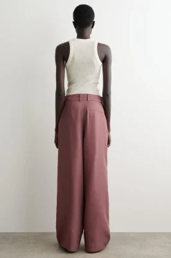 RELAXED LINEN-BLEND WIDE-LEG PANTS