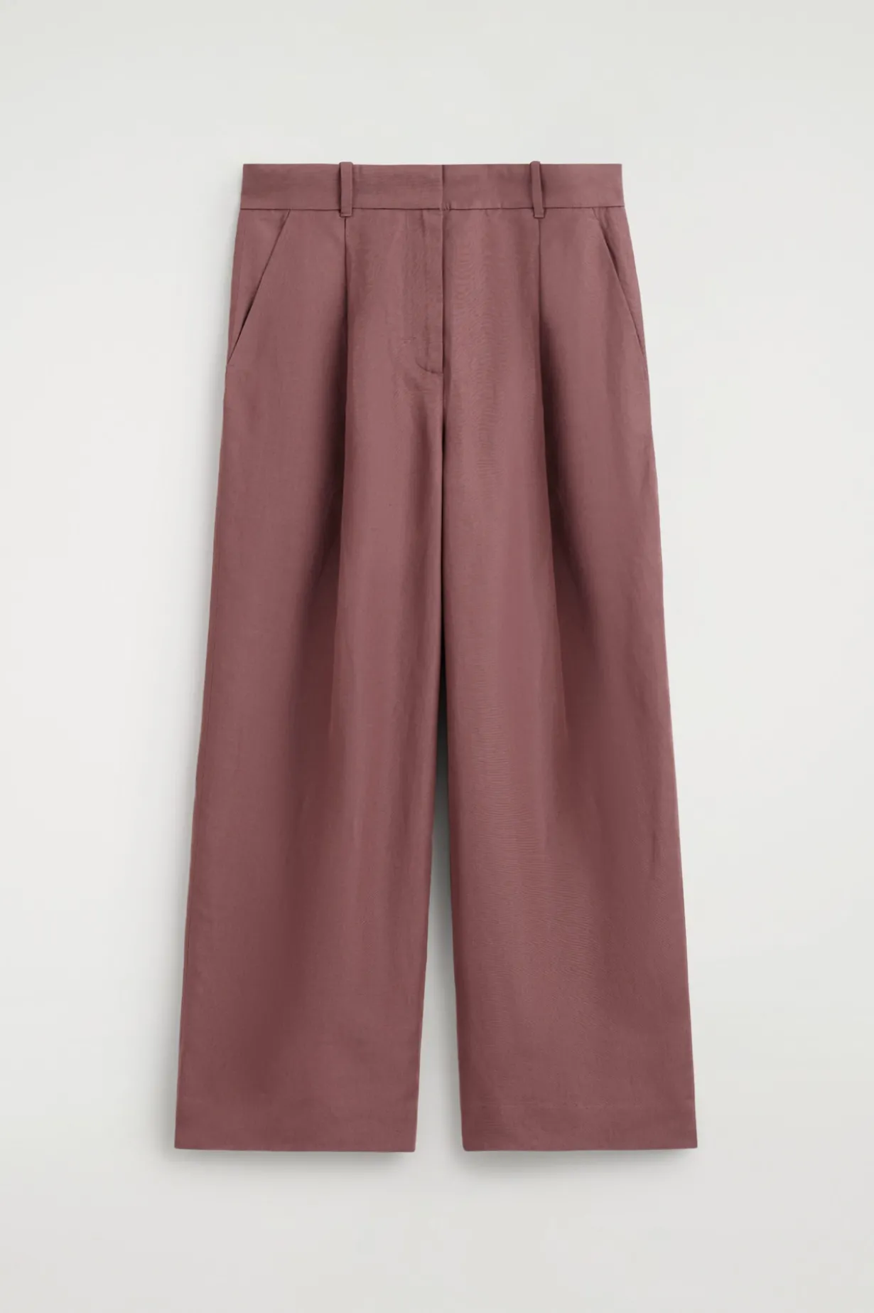 RELAXED LINEN-BLEND WIDE-LEG PANTS