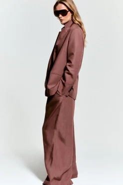 RELAXED LINEN-BLEND WIDE-LEG PANTS