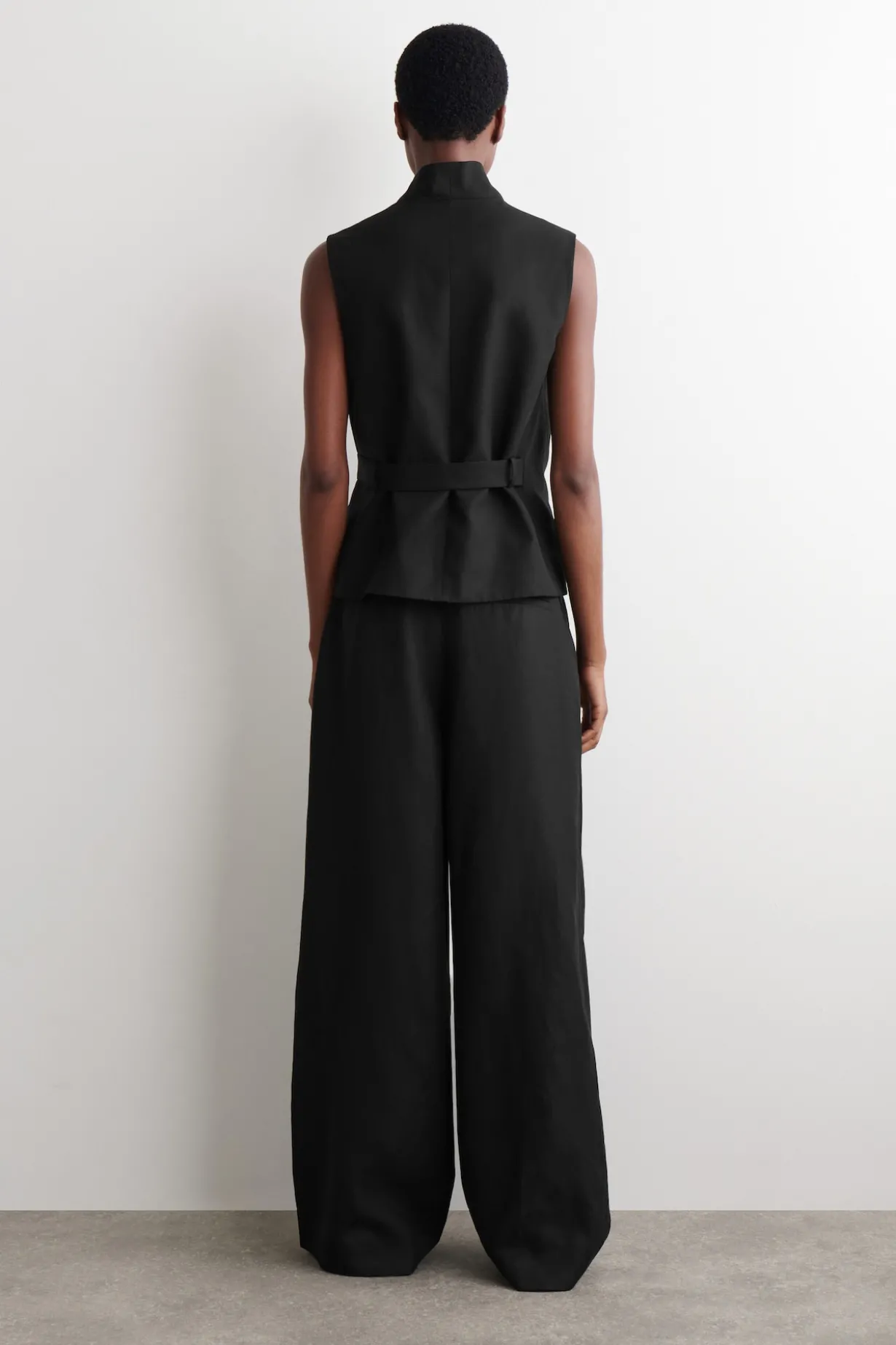 RELAXED LINEN-BLEND WIDE-LEG PANTS