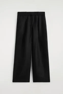 RELAXED LINEN-BLEND WIDE-LEG PANTS