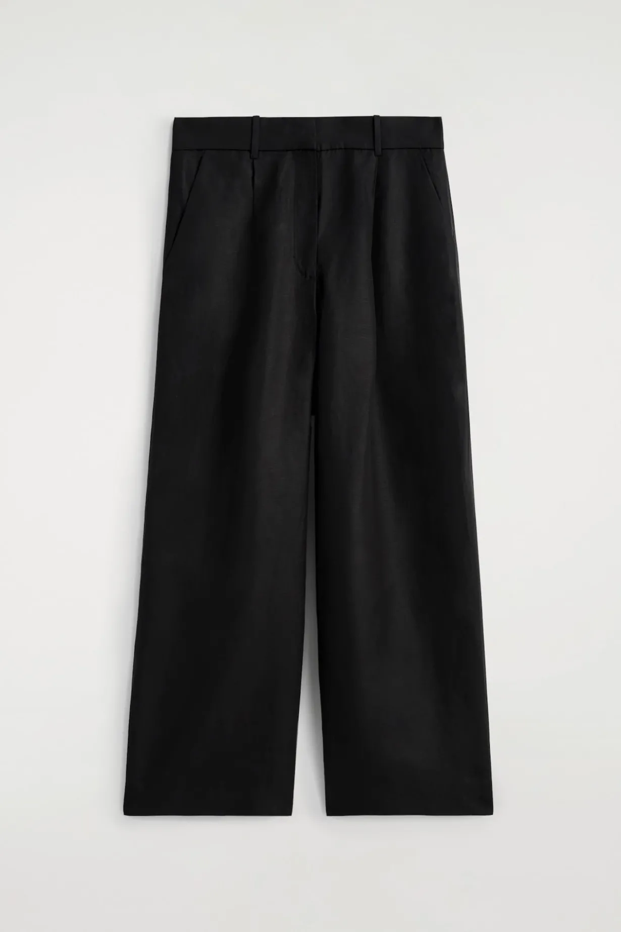 RELAXED LINEN-BLEND WIDE-LEG PANTS