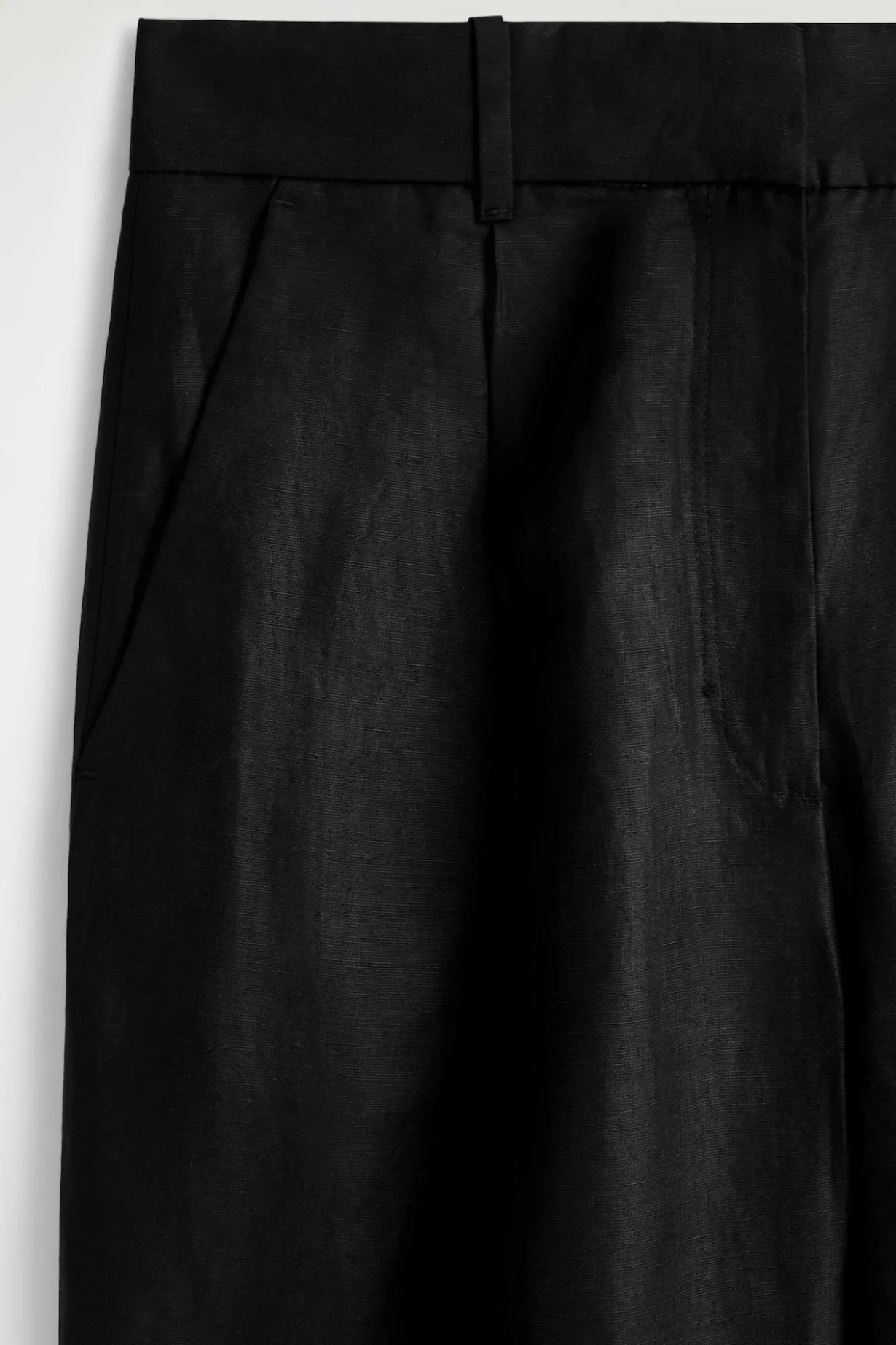 RELAXED LINEN-BLEND WIDE-LEG PANTS