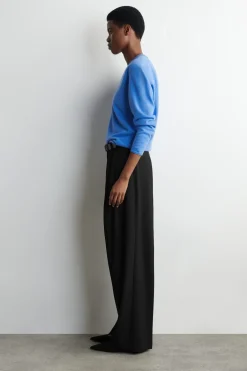 RELAXED TWILL WIDE-LEG PANTS