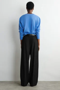 RELAXED TWILL WIDE-LEG PANTS
