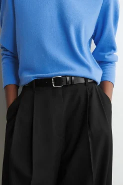 RELAXED TWILL WIDE-LEG PANTS
