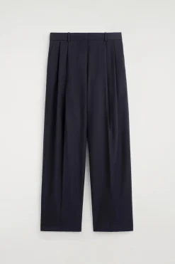 RELAXED TWILL WIDE-LEG PANTS