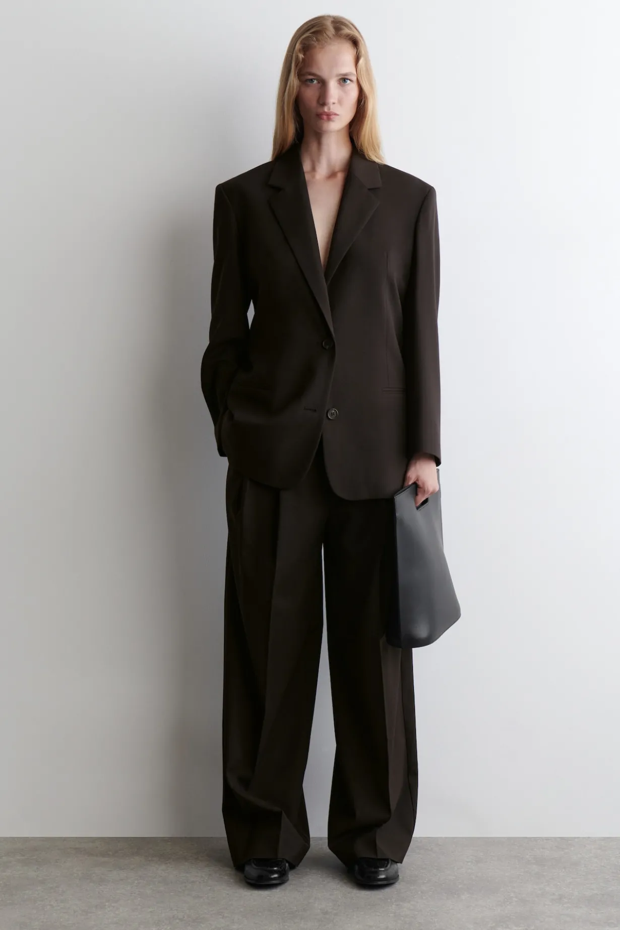 RELAXED TWILL WIDE-LEG PANTS