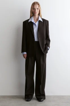 RELAXED TWILL WIDE-LEG PANTS