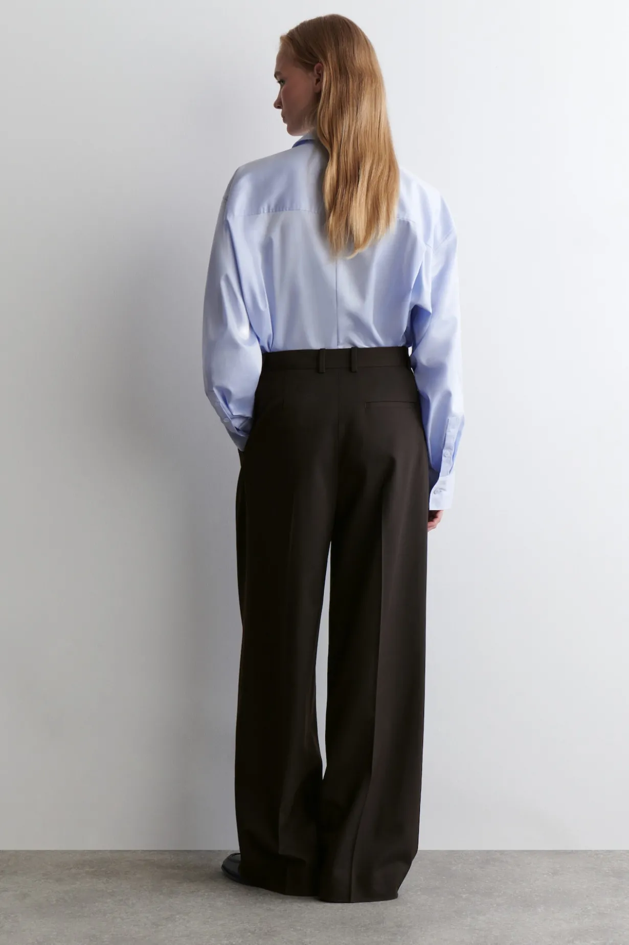 RELAXED TWILL WIDE-LEG PANTS