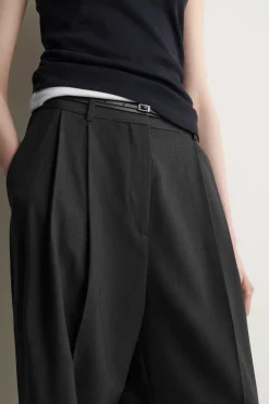 RELAXED TWILL WIDE-LEG PANTS