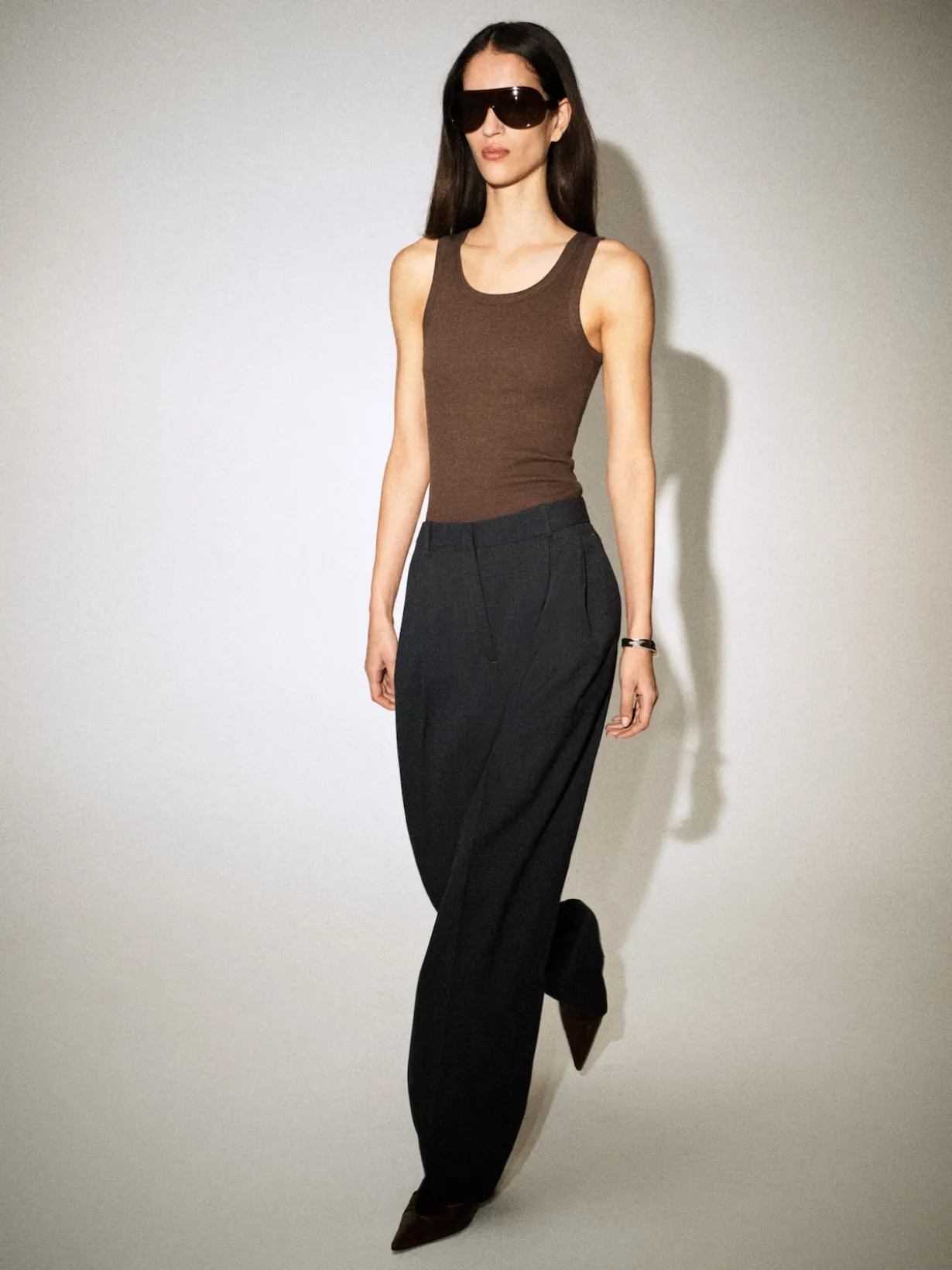 RELAXED TWILL WIDE-LEG PANTS