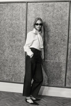 RELAXED-FIT WIDE-LEG DENIM PANTS