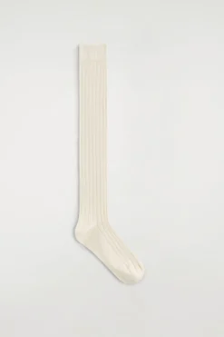 RIBBED SILK KNEE SOCKS