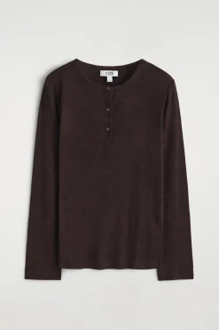 RIBBED WOOL HENLEY TOP