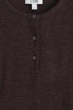 RIBBED WOOL HENLEY TOP