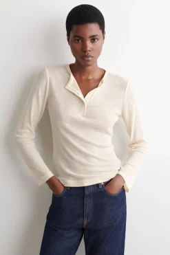 RIBBED WOOL HENLEY TOP