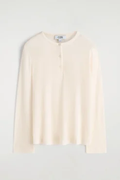 RIBBED WOOL HENLEY TOP