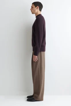 RIBBED WOOL MOCK-NECK SWEATER