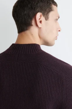 RIBBED WOOL MOCK-NECK SWEATER