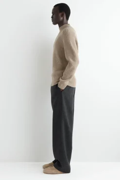 RIBBED WOOL MOCK-NECK SWEATER