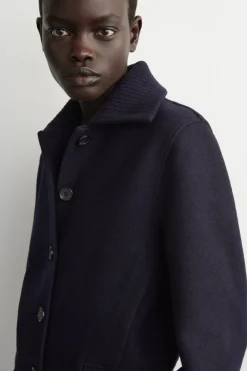 RIBBED-COLLAR BOILED MERINO WOOL JACKET