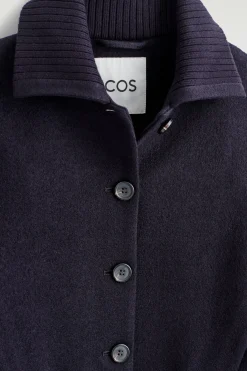 RIBBED-COLLAR BOILED MERINO WOOL JACKET