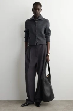 RIBBED-COLLAR BOILED MERINO WOOL JACKET