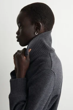 RIBBED-COLLAR BOILED MERINO WOOL JACKET