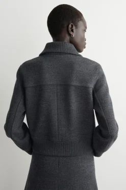 RIBBED-COLLAR BOILED MERINO WOOL JACKET