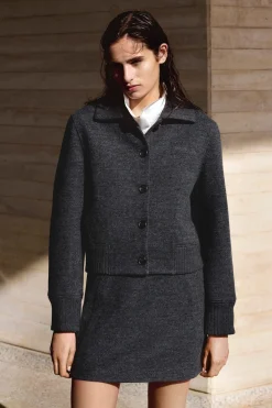 RIBBED-COLLAR BOILED MERINO WOOL JACKET