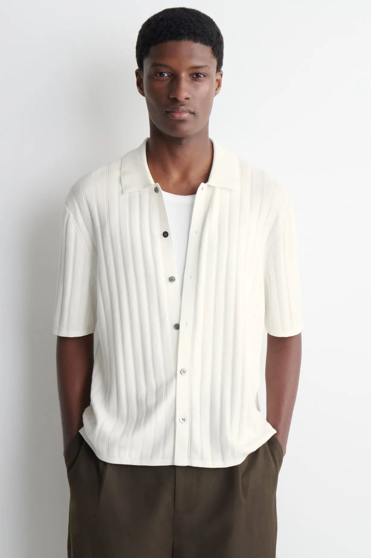 RIBBED-KNIT COTTON SHIRT