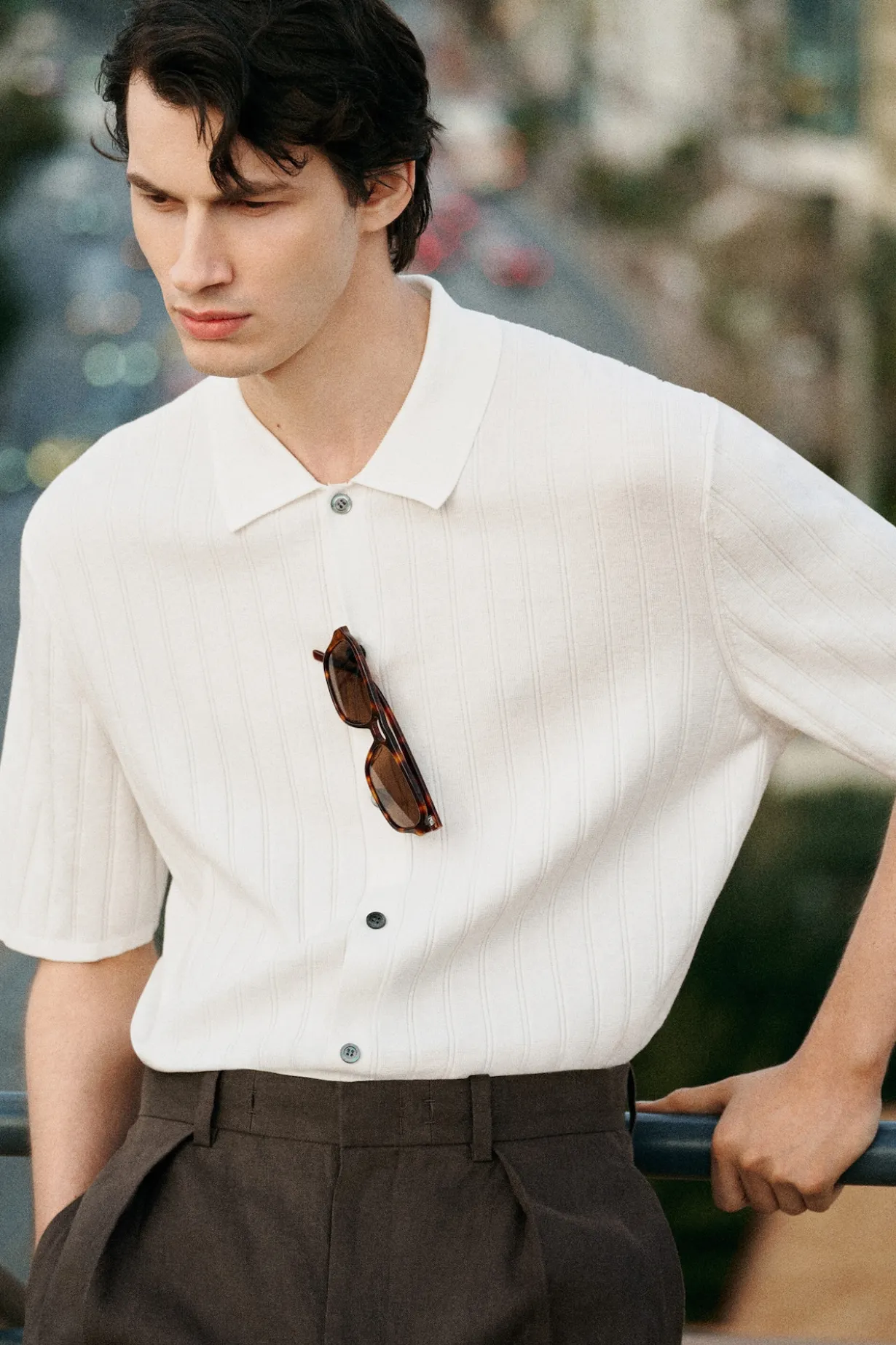 RIBBED-KNIT COTTON SHIRT