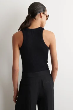 RIBBED-KNIT HENLEY TANK TOP