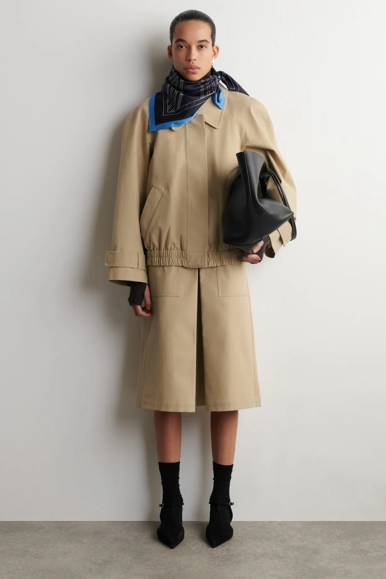 ROUNDED COTTON BLOUSON JACKET