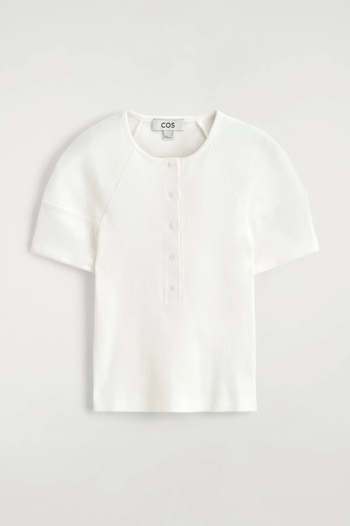ROUNDED RIBBED JERSEY HENLEY TOP