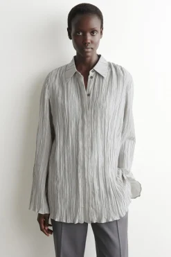 ROUNDED TEXTURED-SILK SHIRT