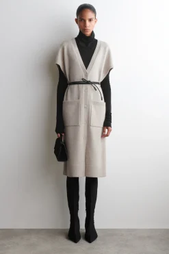ROUNDED WOOL LONGLINE CARDIGAN